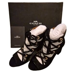 Coach “New Blood” Suede Lace-Up Heels – Black – Size 5B – New in Box